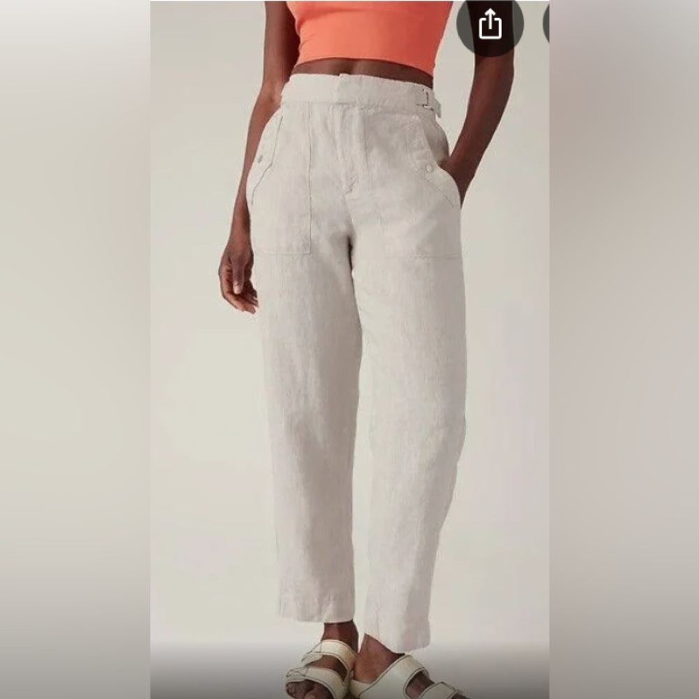 Athleta Voyager Linen Beige Pant $109 Pkus Size 22 Brand New with Tag